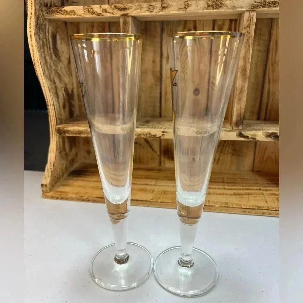 Ritzenhoff Tall Gilt Glasses, Beer Glass Pilsner Champagne 90’s Gold Face - Picture 7 of 16
